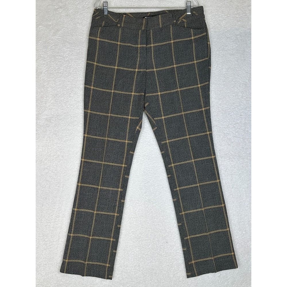 7th Avenue Design Studio Plaid Dress Pants Black‎ Gray Yellow Women's 12